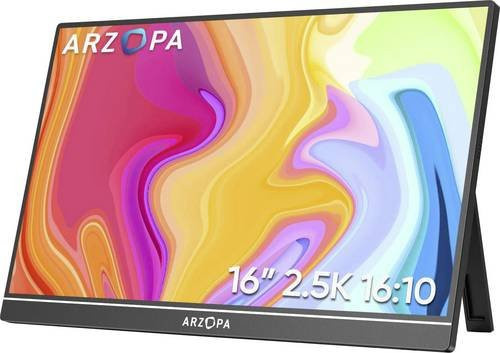 Arzopa Z1RC Tragbarer Monitor 16 Zoll IPS LCD QHD 2560 x 1600 Pixel Schwarz mit HDMI, USB-C und USB-A - Bild 1