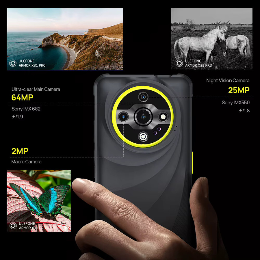 Ulefone Armor X31 Pro 5G Robustes Smartphone in Schwarz mit Android 14, 6,56 Zoll Display, 256 GB Speicher, NFC und 64-MP-Hauptkamera - Bild 2