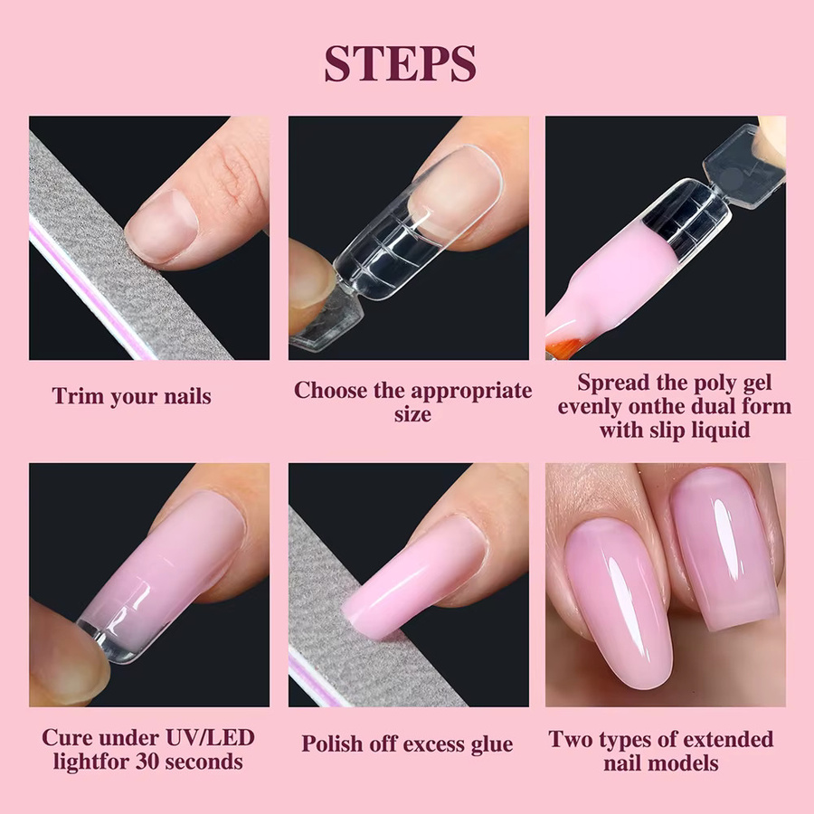 JEARLYU Nagelformen, 120 Stück, Coffin, mit Skala, transparent - Bild 5