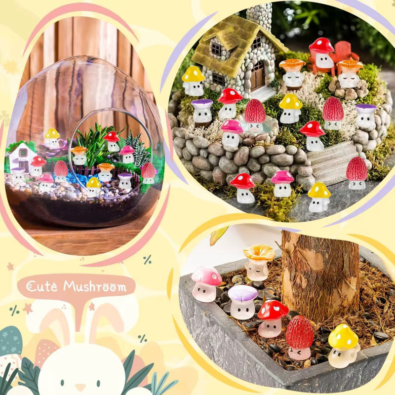 24 Stück leuchtende Mini-Pilzfiguren von XMSJ in Multicolor für Feengarten, Terrarium und Mikro-Landschaftshandwerk - Bild 4