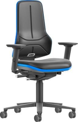 Arbeitsdrehstuhl bimos Neon XXL 9575 mit Armlehnen und Synchronmechanik, SKINTEC-Polster, schwarz-blau, bis 180 kg belastbar - Bild 1