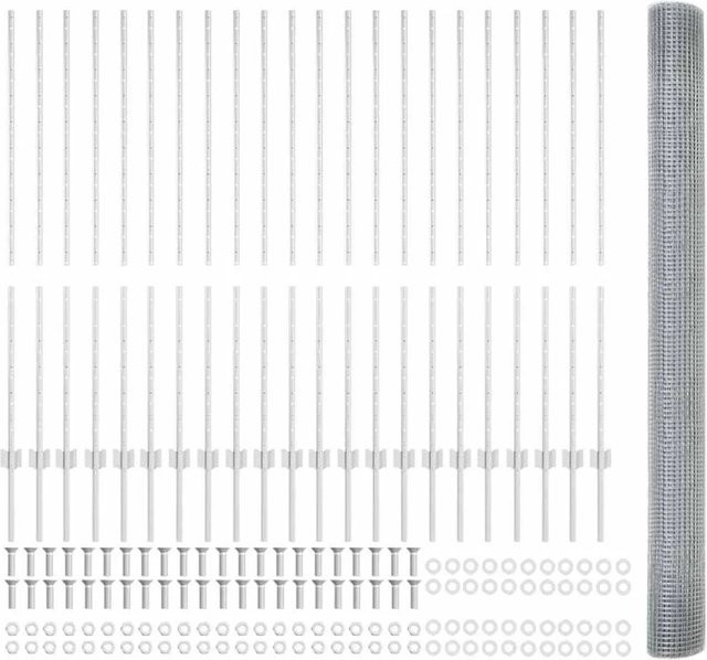 vidaXL Zaun mit Pfosten aus Stahl in Silber, pulverbeschichtet, Höhe: 140 cm, Länge: 50 m - Bild 1
