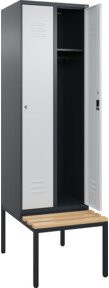 C+P Spind Classic PLUS Garderobenschrank mit Sitzbank, 2 Abteile, Anthrazit/Grau/Schwarz, B/T/H: 212 x 60 x 81,5 cm - Bild 1