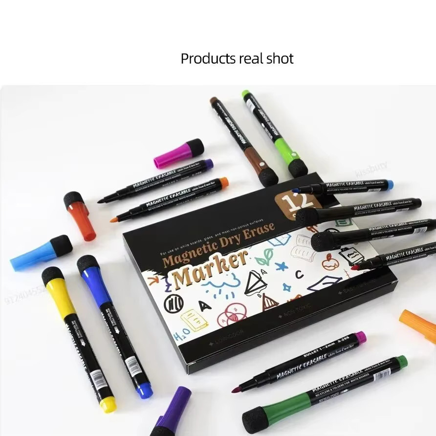 12 Farben Magnetische Whiteboard-Marker Set mit Radierer für Kinder und Schüler, Mehrfarbige Whiteboard-Stifte mit Bullet-Spitze - Bild 6