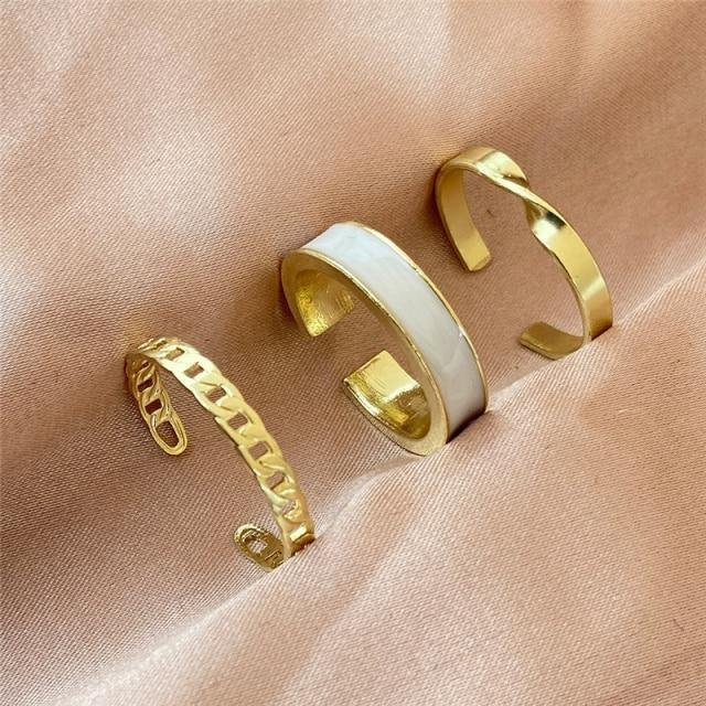 Ring Set Messing, Gold, Minimalistisch, Damen - Bild 1
