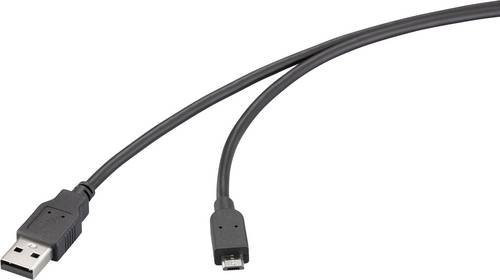 Renkforce USB 2.0 Kabel mit USB-A und Micro-USB Stecker, Länge: 2,00 m, Schwarz RF-6830432 - Bild 1