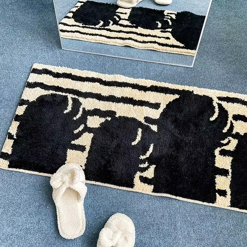VIKAMA Cartoon-Bettvorleger mit Katzenpfotenmuster in Schwarz, schmutzabweisende Matte für Flur, Badezimmer oder Schlafzimmer, B/T: 120 x 40 cm - Bild 4