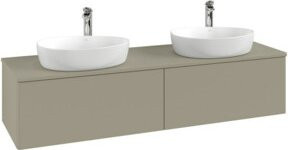 V&B Waschtischunterschrank Antao mit Frontstruktur und Beleuchtung, Farbe Anthrazit, B: 160 cm, T: 50 cm - Bild 1