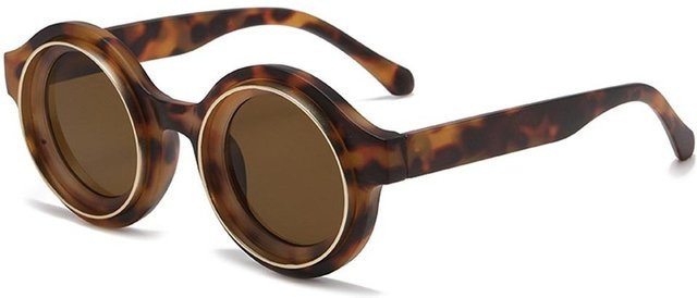 Runde Sonnenbrille, Kunststoff, Vollrand, Damen, black, brown - Bild 1