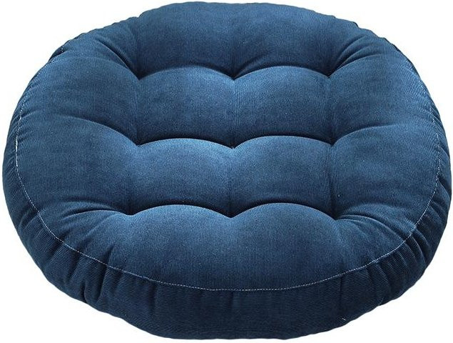 Rundes Tatami Bodensitzkissen aus Chenille in Blau, Durchmesser: 42 cm - Bild 1