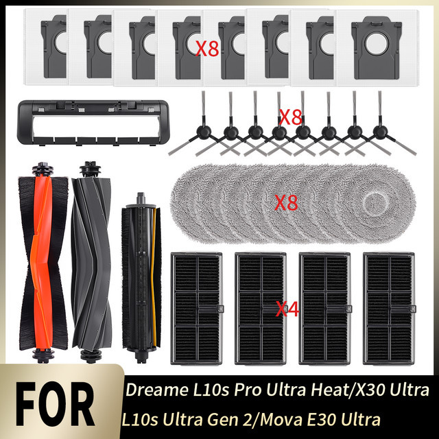 Dreame Ersatzteil-Set mit Filter, Hauptbürste, Wischmopp und Staubbeuteln für L10s Pro Ultra Heat, L10s Gen 2, X30 und Mova E30 Ultra - Bild 1