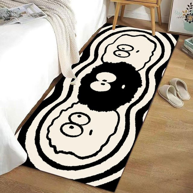 Läufer Teppich Lodestar mit Monster Muster in Schwarz Weiß, weich und rutschfest, B/T/H: 120 x 40 cm - Bild 1