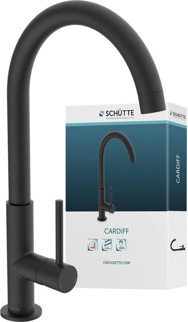 Schütte Spültischarmatur Cardiff Einhebelmischer mit Schwenkauslauf in Schwarz Matt - Bild 1