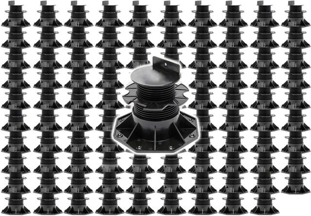 Xpotool Set 100 Stück Stelzlager für Terrassen in Schwarz, höhenverstellbare Stellfüße für 2700 kg, Durchmesser 60-138 mm - Bild 1
