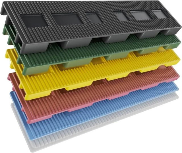 Bauheld Abstandshalter Unterlegplatten aus Kunststoff, Set 50 Stück, Multicolor, B: 100 mm, Stärke: 1-6 mm - Bild 1