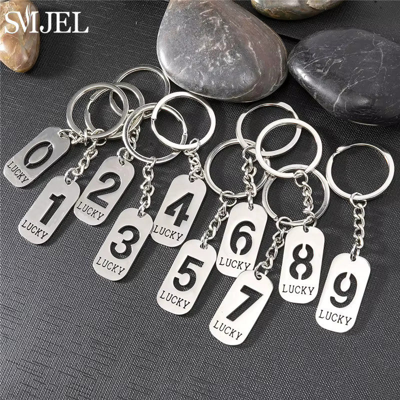 SMJEL Schlüsselanhänger Edelstahl, Arabische Ziffern, Unisex - Bild 3
