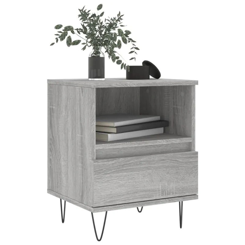 Vidaxl Nachttisch in Sonoma-Eiche Grau, Modernes Design aus Holzwerkstoff und Metall, B/T/H: 40 x 35 x 50 cm - Bild 5