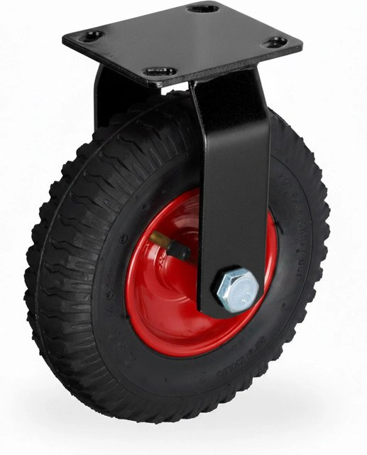 Relaxdays Bockrolle aus Stahl in Schwarz und Rot, luftbereift, Durchmesser: 25 cm, Breite: 20 cm, Tiefe: 5,7 cm - Bild 1