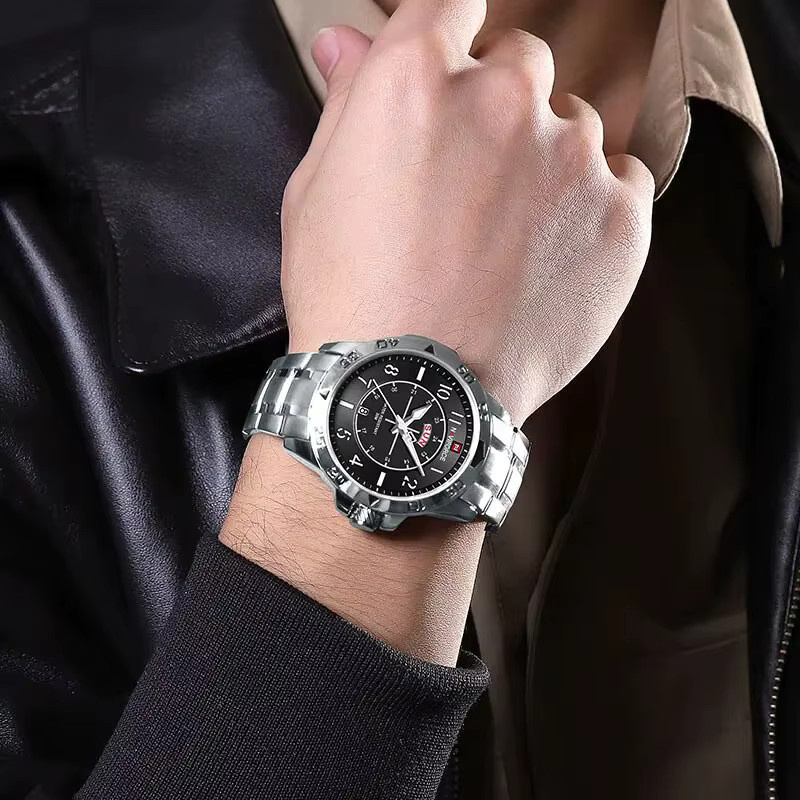 Navi force Armbanduhr, Quarz, Edelstahl, Schwarz, Silber, Herren - Bild 5