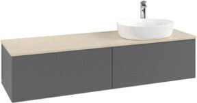 Villeroy & Boch Waschtischunterschrank Antao mit Frontstruktur und Beleuchtung, Farbe Anthrazit lackiert, B: 160 cm, T: 50 cm - Bild 1