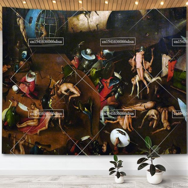 Wandteppich Hieronymus Bosch Garten der Lüste Wandkunst Retro Gemälde Dekoration von JMG Household Supplies, Mehrfarbig, Breite: 150 cm, Höhe: 180 cm - Bild 1