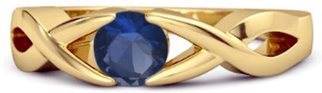 Kimaya Solitärring, Saphir, 925 Silber, Gold Vermeil, Damen - Bild 1