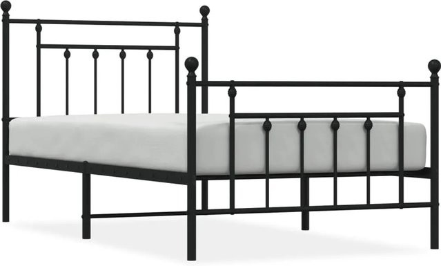 vidaXL Bettgestell aus Metall mit Kopf- und Fußteil in Schwarz B/T/H: 105 x 97 x 196 cm - Bild 1