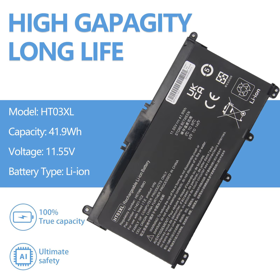 HP HT03XL Li-Ion Laptop-Akku in Schwarz für Pavilion 4-CE, 14-CF, 14-CK, 14-DF, 14-MA, 14Q-CS, 15-DA, 15-CS, 240, 245, 250 - Bild 3