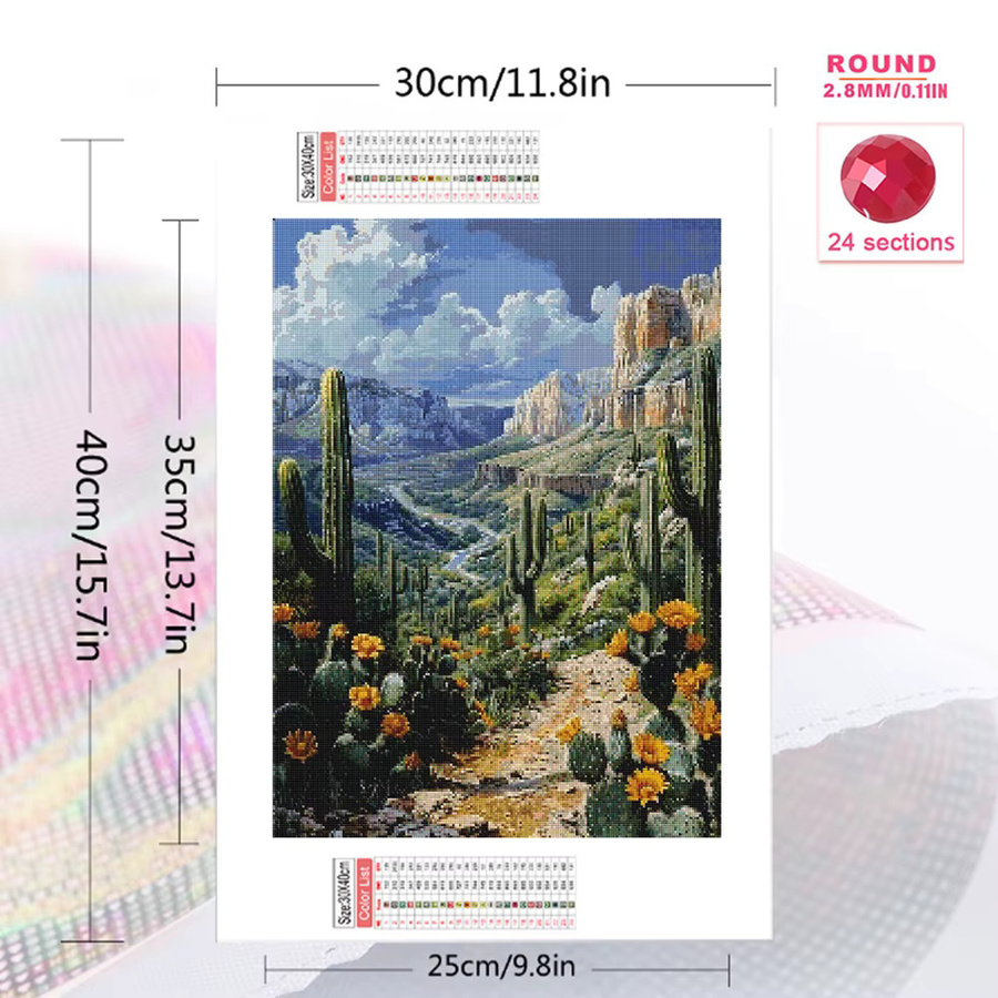 Momoart Diamant-Mosaik DIY-Bastelset Kaktus und Berglandschaft in Multicolour für Anfänger - Bild 2