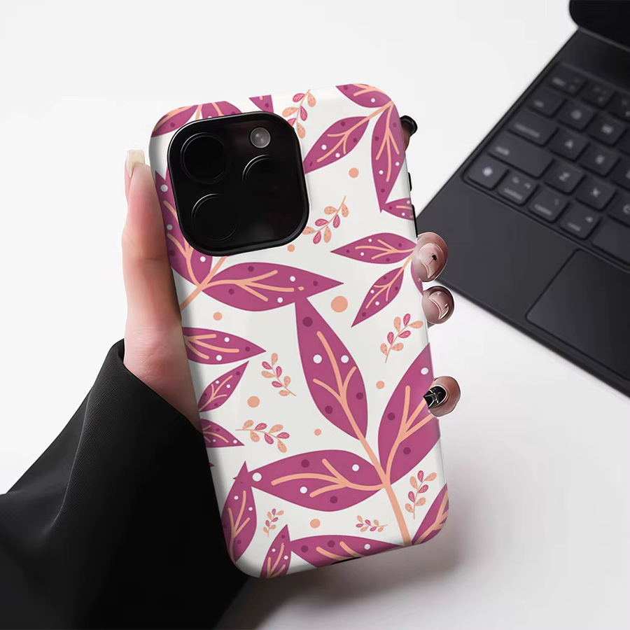 Potdemiel Handyhülle Purple Tone Leaf für iPhone 17 16 15 14 13 Pro Max Plus, magnetische robuste Doppel-Schicht-Hülle in Lila - Bild 3