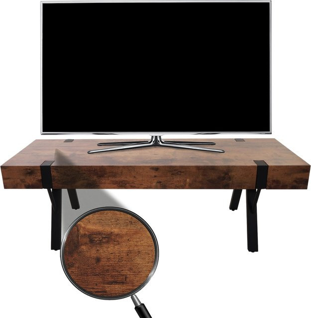 MCW TV-Rack L54 Lowboard aus Metall in Dunkler Wildeiche, B/T/H: 120 x 42 x 40 cm - Bild 1