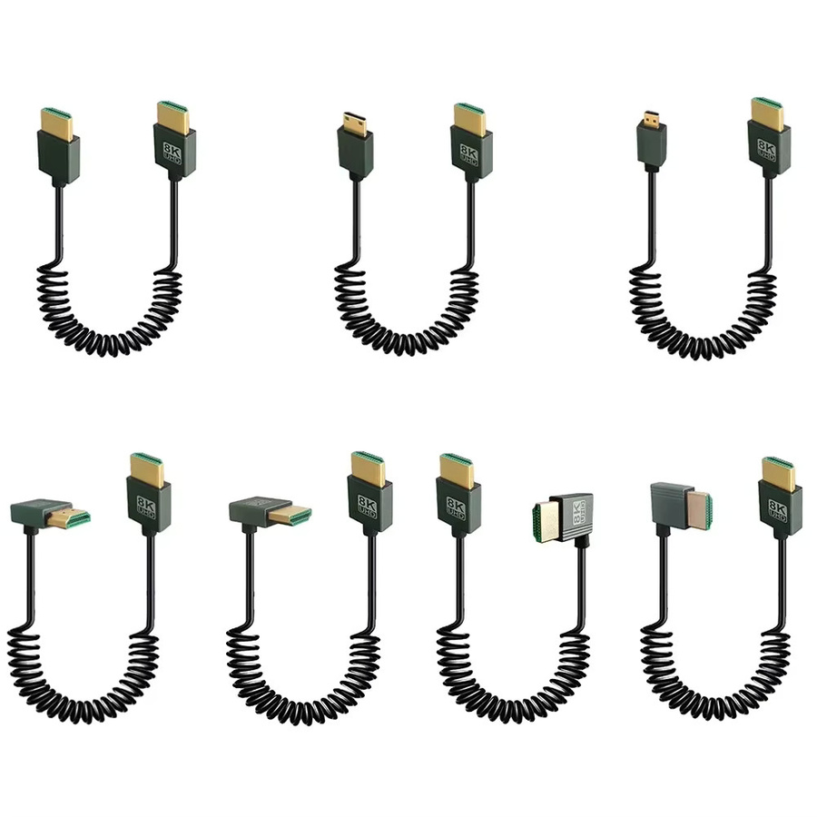 MACDOT HDMI Spiralkabel 8K mit 48 Gbit/s in Schwarz für Kamera, Camcorder, PC und Monitor - Bild 2