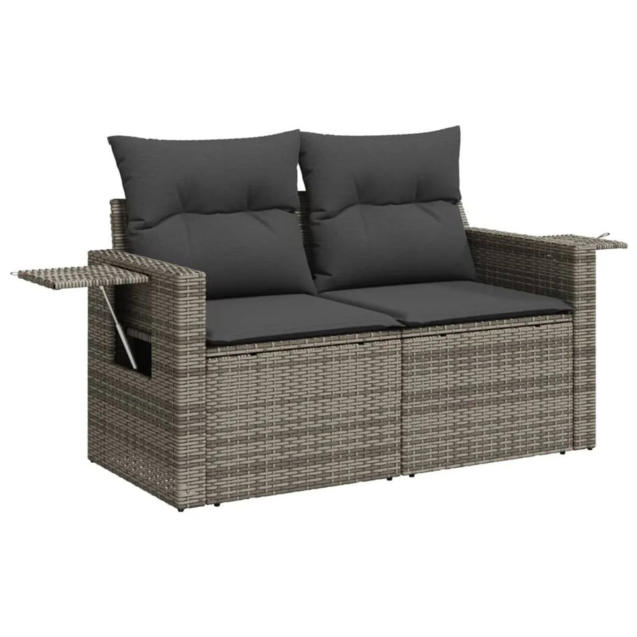 vidaXL Gartensofa 2-Sitzer aus Polyrattan mit Kissen in Grau - Bild 2