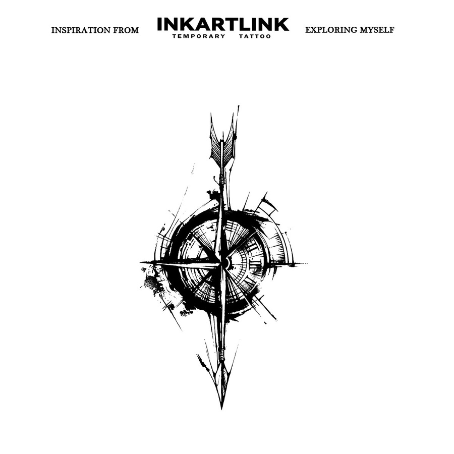 INKARTLINK Kompass temporärer Tattoo-Aufkleber, wasserfest, semi permanent - Bild 3