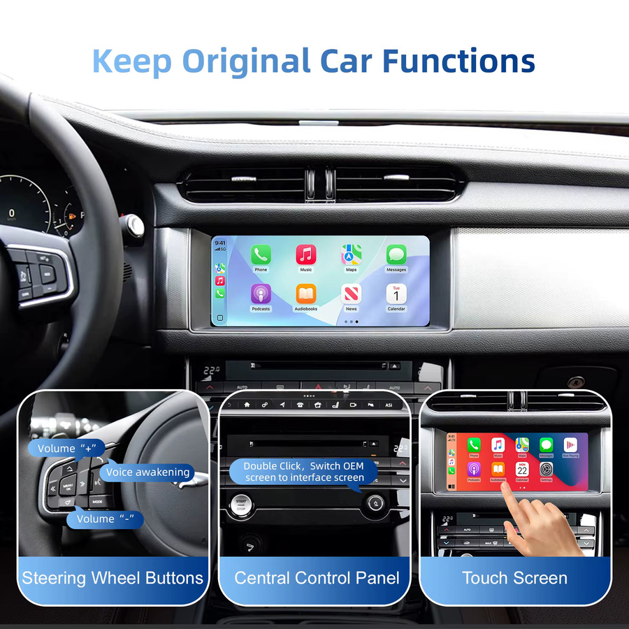 Ezonetronics Kabelloses CarPlay und Android Auto Nachrüstkit Decoder-Box für Jaguar E-Type, XEL, XJL, F-Type und F-Pace in Silber - Bild 3