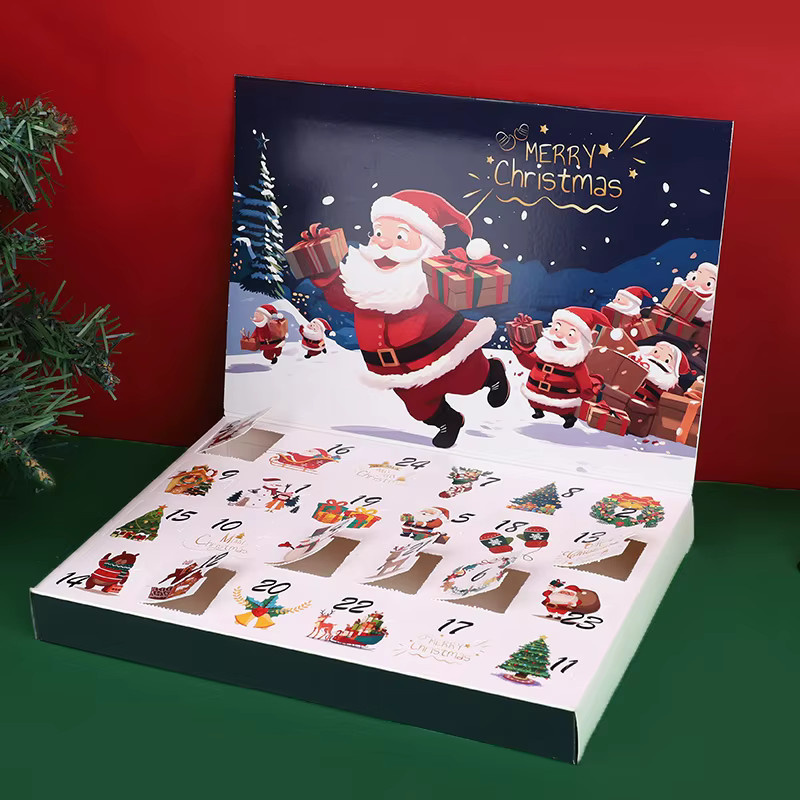 24Grids Weihnachts-Adventskalender aus Papier in Blau, DIY befüllbare Überraschungsboxen für Kinder, B/T/H: 21,0 x 30,0 x 21,0 cm - Bild 4