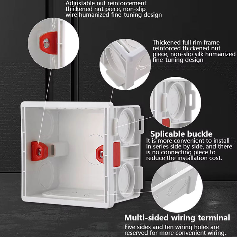DXDXTT Schalter-Steckdosenbox mit verstellbarer Montage-Rückseite für 86 mm x 86 mm Standard-Geräte, Tiefe: 50 mm - Bild 2