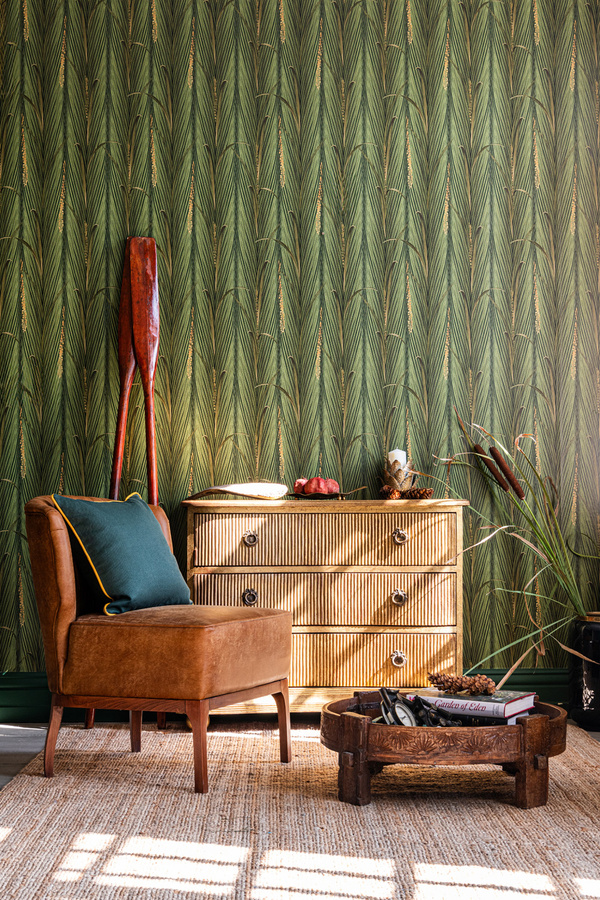Mindthegap Tapete Danube Foliage in Grün mit botanischem Vintage-Design und floralem Muster - Bild 1