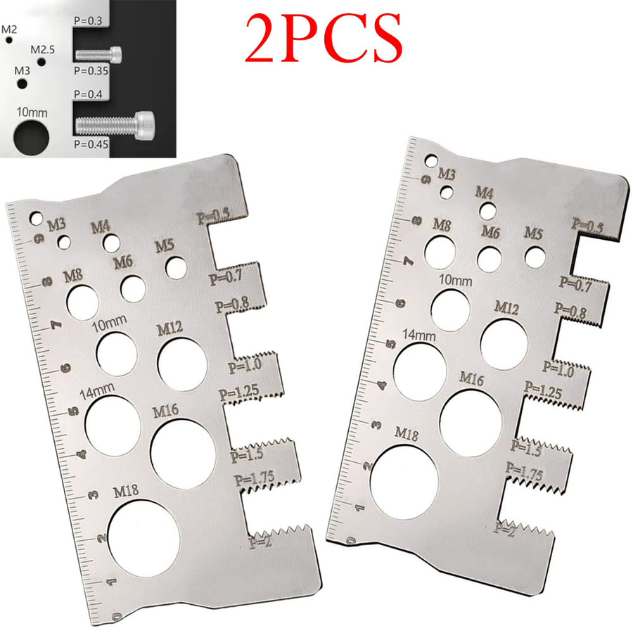 Multifunktionales Pitch Gauge Lineal aus Edelstahl zur Messung von Schraubengewinden und Bolzen - Bild 2
