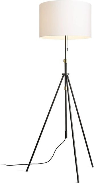 Rendl Stehleuchte Luton Ron 55 mit Polycotton-Schirm in Weiß und Messing-Details, LED, 15 W - Bild 1