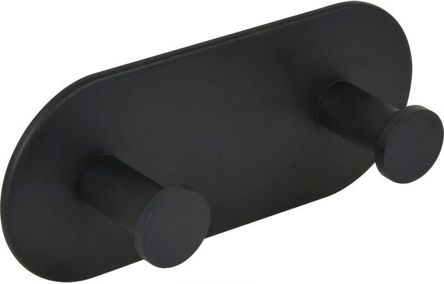 Technik Team Kleiderhaken Demon selbstklebend Zweifach aus Stahl in Schwarz B: 12 cm, H: 5 cm, T: 1,2 cm - Bild 1