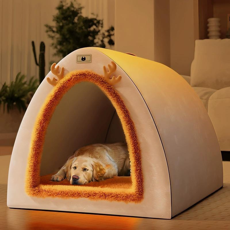 Household supplies MH Hundehütte für Großhunde in Khaki und Beige, Waschbares Haustierzelt aus Baumwolle, B/T/H: 100 x 70 x 60 cm - Bild 2