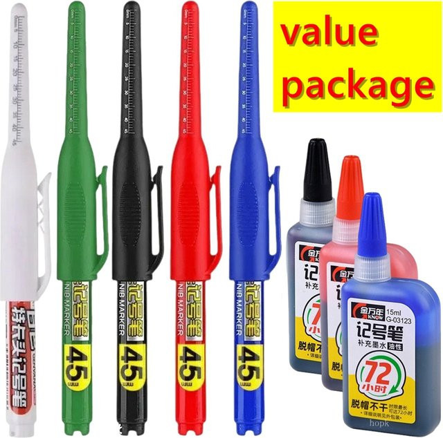 Wasserdichte Marker mit 45 mm Spitze für Holzbearbeitung in Weiß, Schwarz, Rot und Blau - Bild 1