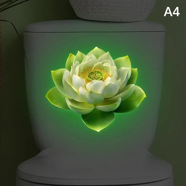 Darron Lotus Wandaufkleber im Dunkeln leuchtend, selbstklebend und abnehmbar, beige/weiß, A4 - Bild 1