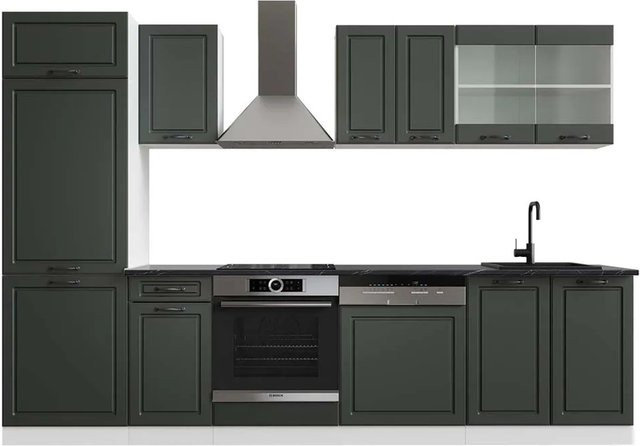 Vicco R-Line Küchenzeile Landhausstil in Anthrazit und Weiß, Breite: 300 cm - Bild 1
