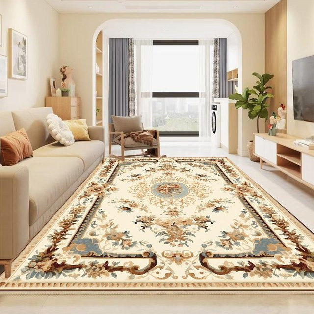 Karpetti Teppich in Gold und Beige mit floralem Design, weich und waschbar, B/T: 90 x 60 cm - Bild 1