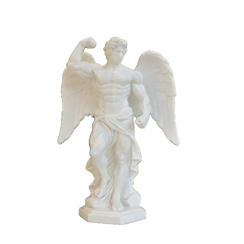 CELEBON Griechische Muskelengel-Statue in Weiß als moderne 3D-Druck Dekoration für dein Zuhause oder dein Büro - Bild 3