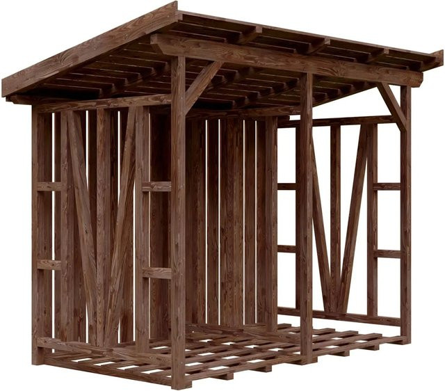 Skan Holz Kaminholzunterstand Max aus Douglasienholz in Nussbaum Braun B/H/T: 300 x 229 x 160 cm - Bild 1