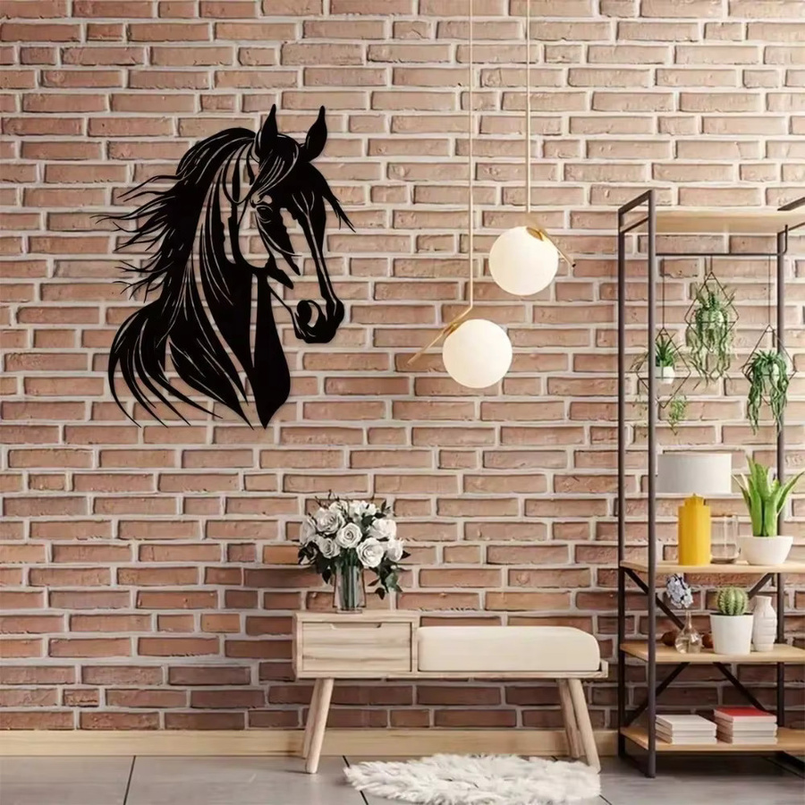 CIFBUY Pferdekopf-Wanddekoration aus Metall in Schwarz – Skulpturale Kunst für Innen und Außen - Bild 4