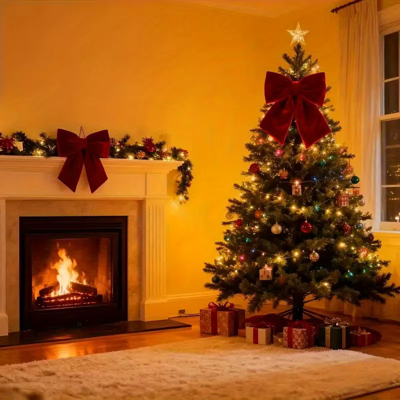 DUTRIEUX Weihnachtsdekoration mit roter Schleife aus Textil für Weihnachtsbaum und Party - Bild 6